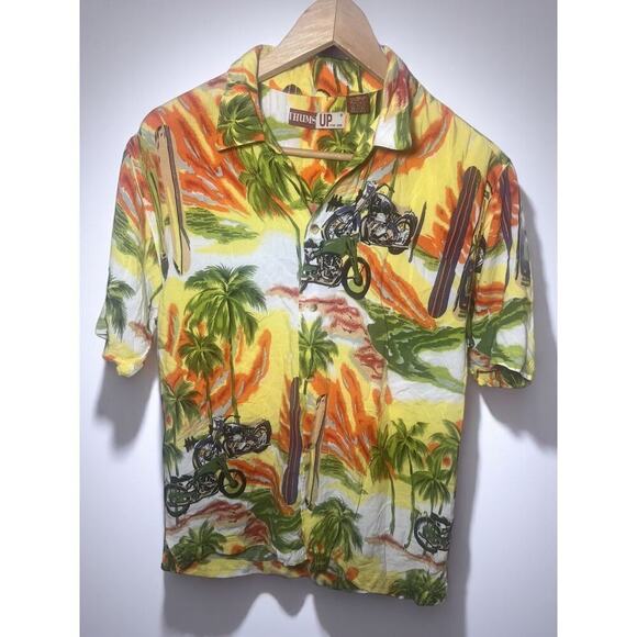 Vintage Thums Up Hawaii Shirt Men’s Small | Rayon Aloha Motorcycle Surfboard - Picture 2 of 7